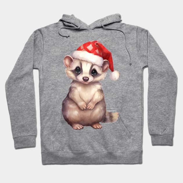 American Badger in Santa Hat Hoodie by Chromatic Fusion Studio